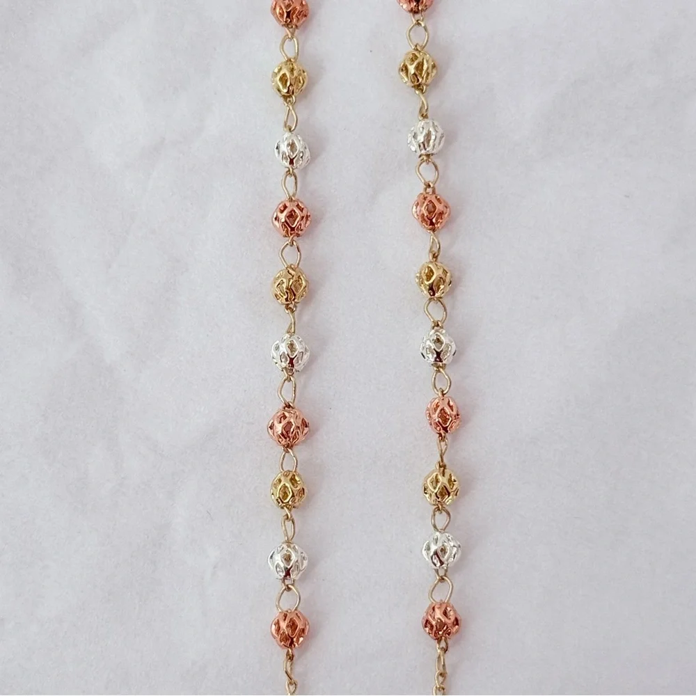 New, Rosary, tricolor Laminated Gold‎ with image of the holy death. unisex
